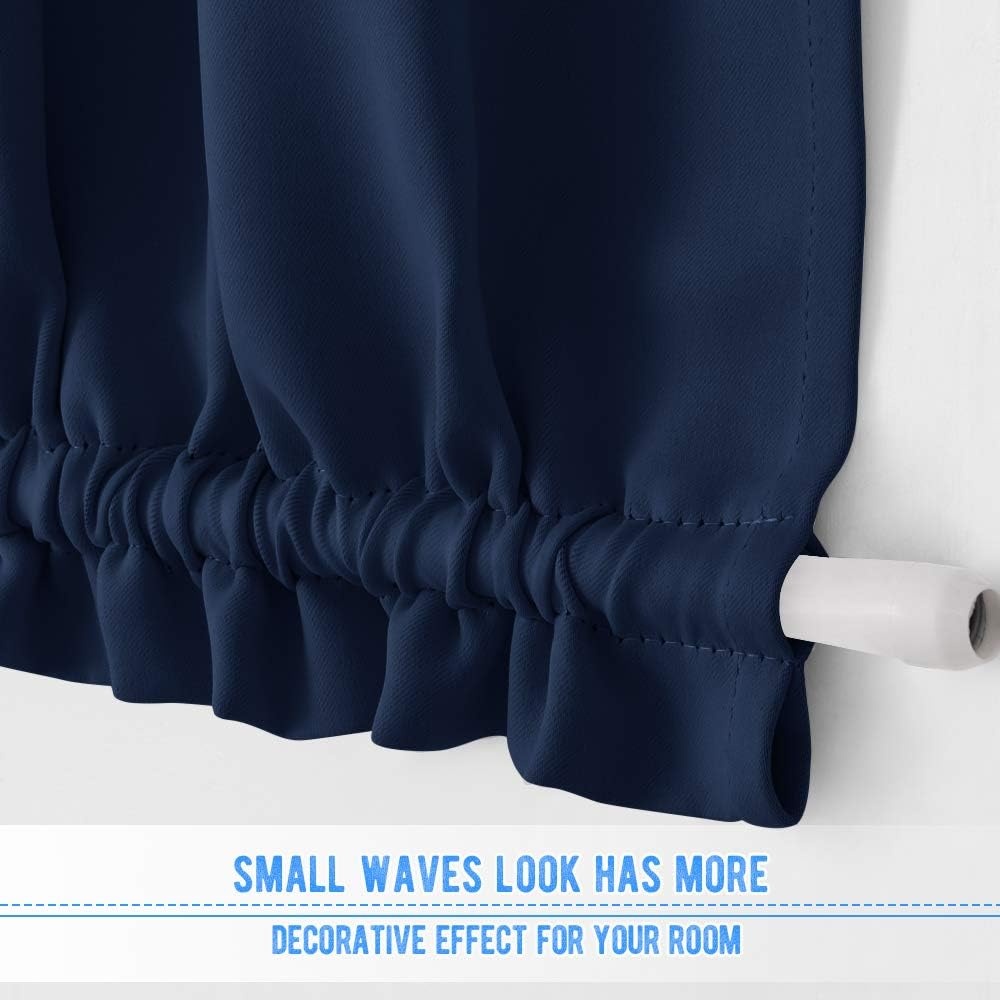 image:imageNICETOWN Stone Blue Blackout Door Curtains with Tieback for French WindowNavy