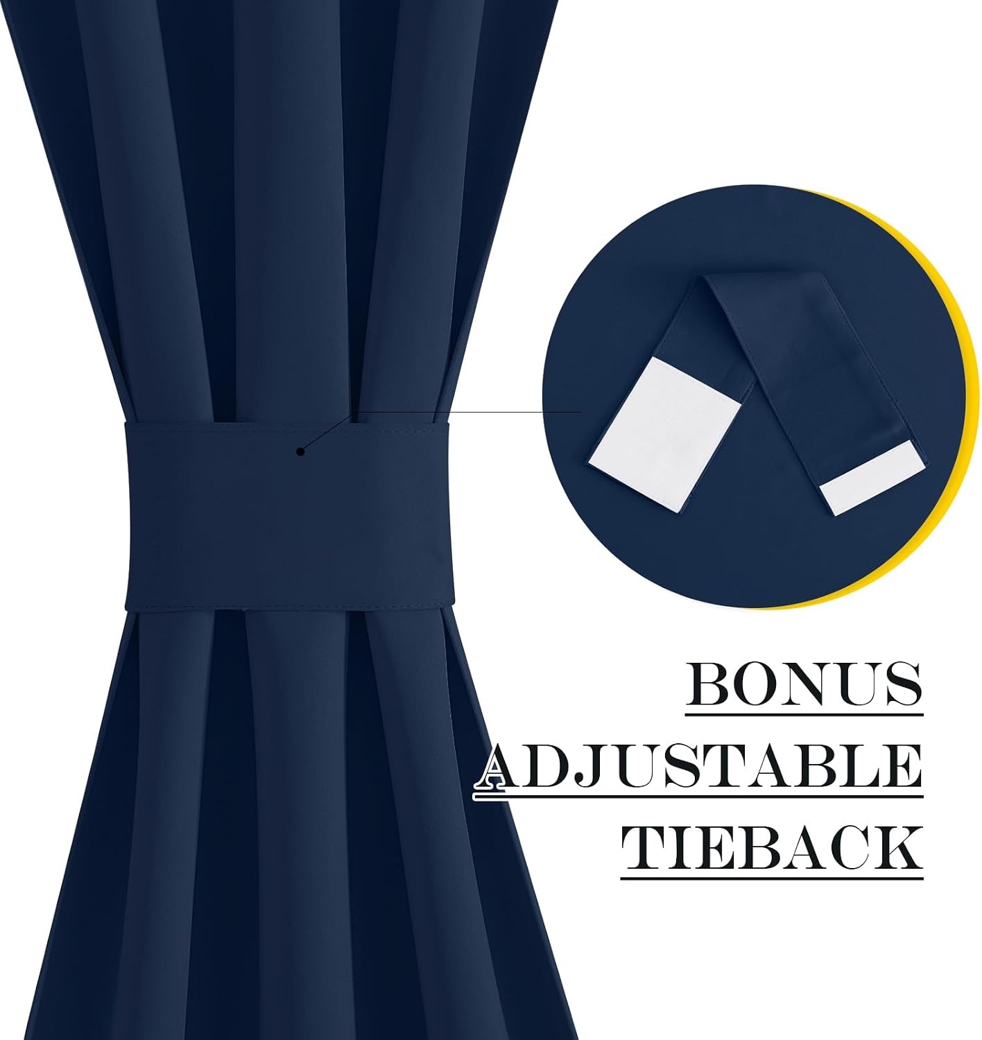 image:imageNICETOWN Stone Blue Blackout Door Curtains with Tieback for French WindowNavy