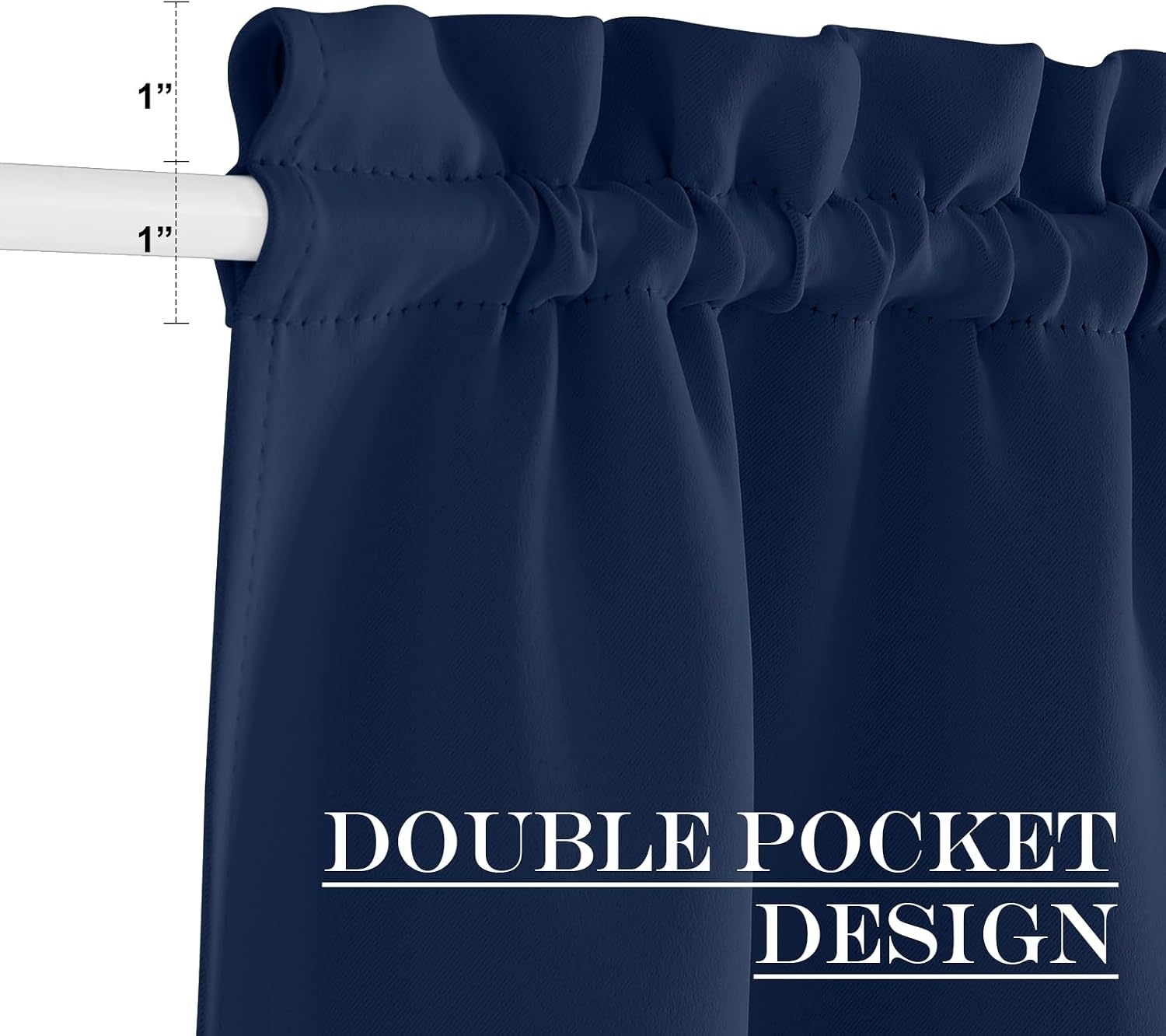 image:imageNICETOWN Stone Blue Blackout Door Curtains with Tieback for French WindowNavy