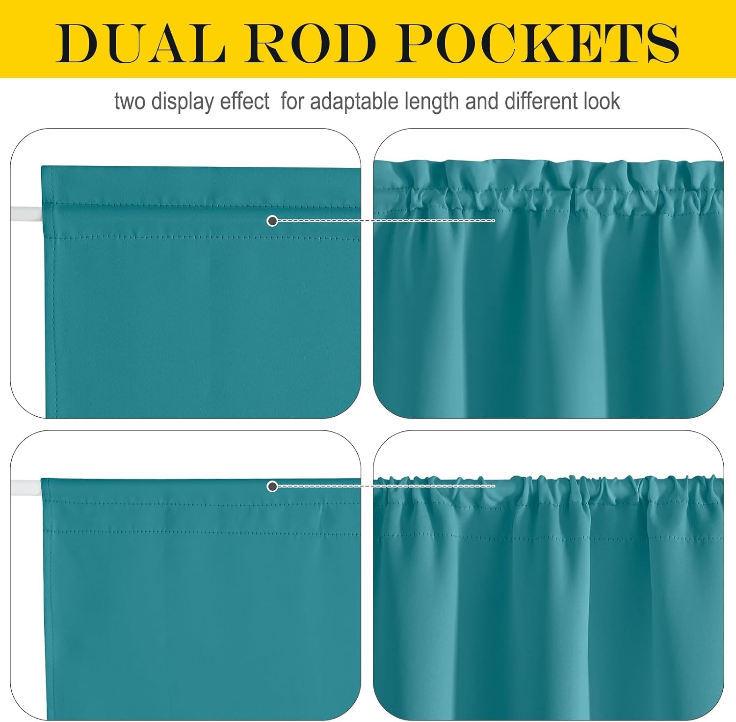 image:imageNICETOWN Stone Blue Blackout Door Curtains with Tieback for French WindowPeacock Teal