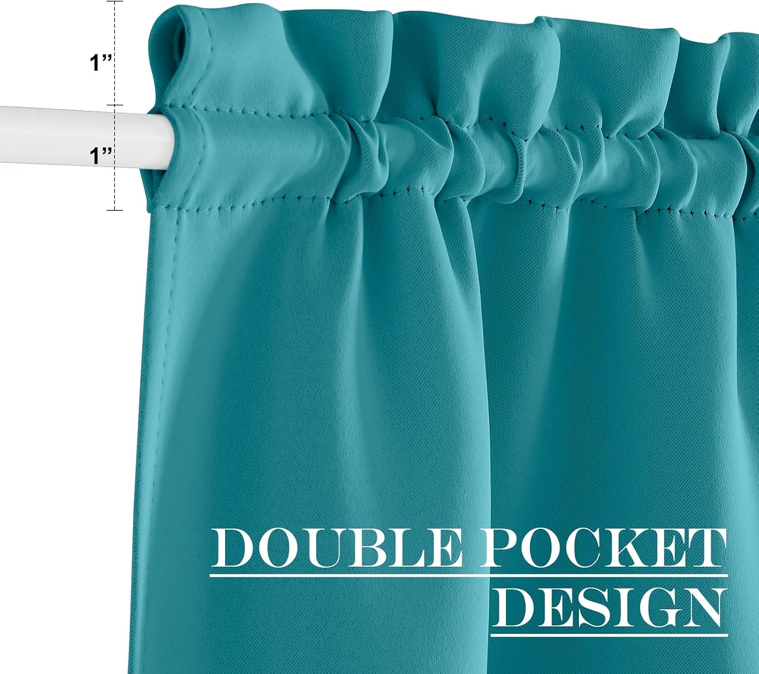 image:imageNICETOWN Stone Blue Blackout Door Curtains with Tieback for French WindowPeacock Teal