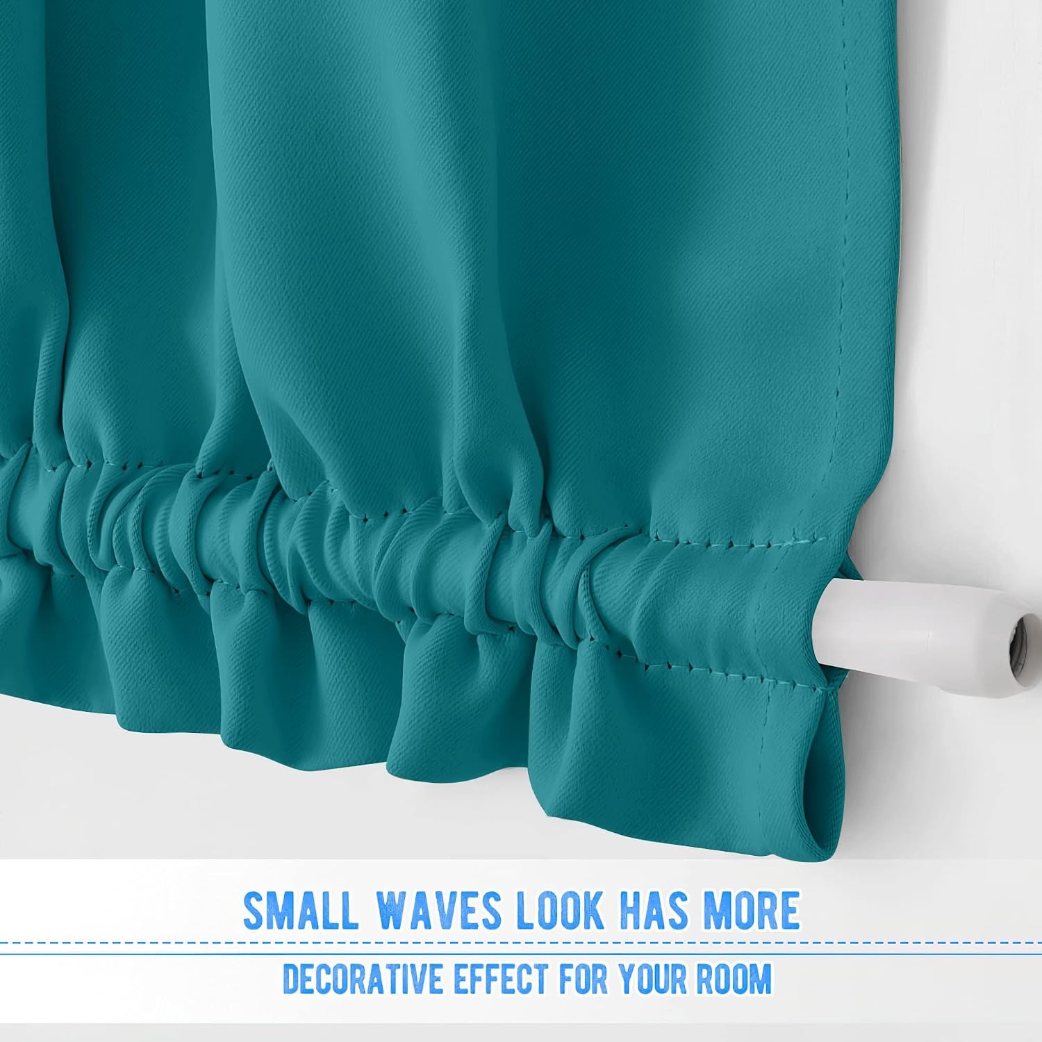 image:imageNICETOWN Stone Blue Blackout Door Curtains with Tieback for French WindowPeacock Teal