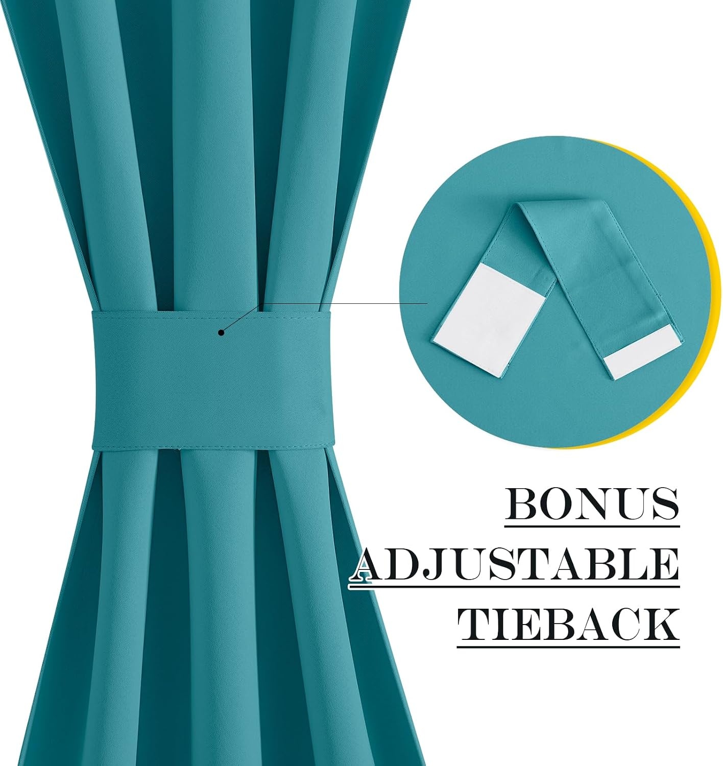 image:imageNICETOWN Stone Blue Blackout Door Curtains with Tieback for French WindowPeacock Teal
