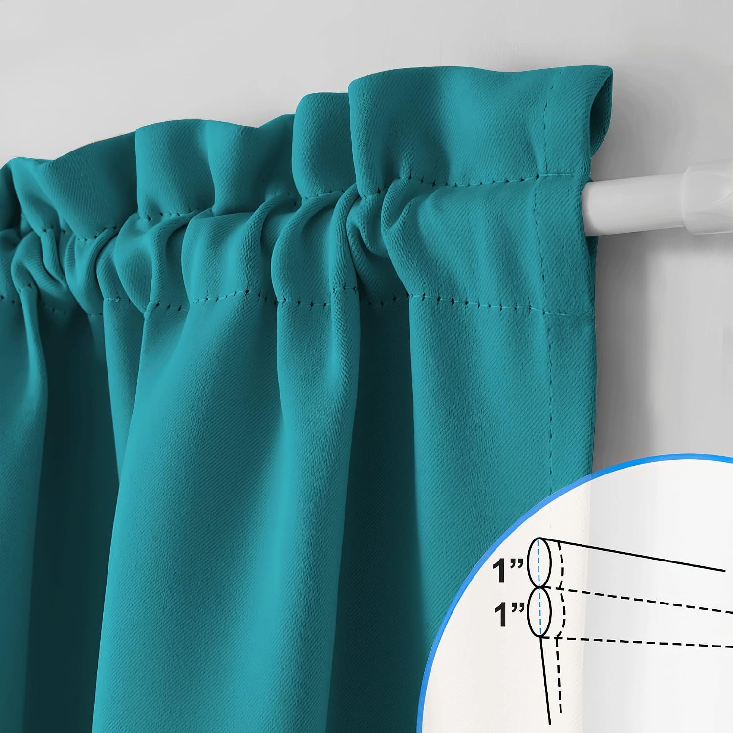 image:imageNICETOWN Stone Blue Blackout Door Curtains with Tieback for French WindowPeacock Teal