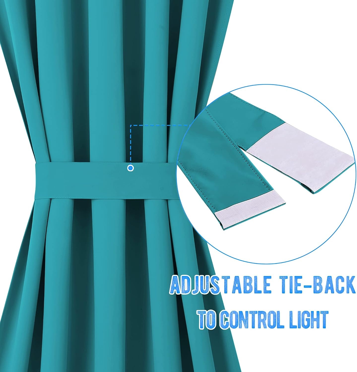 image:imageNICETOWN Stone Blue Blackout Door Curtains with Tieback for French WindowPeacock Teal
