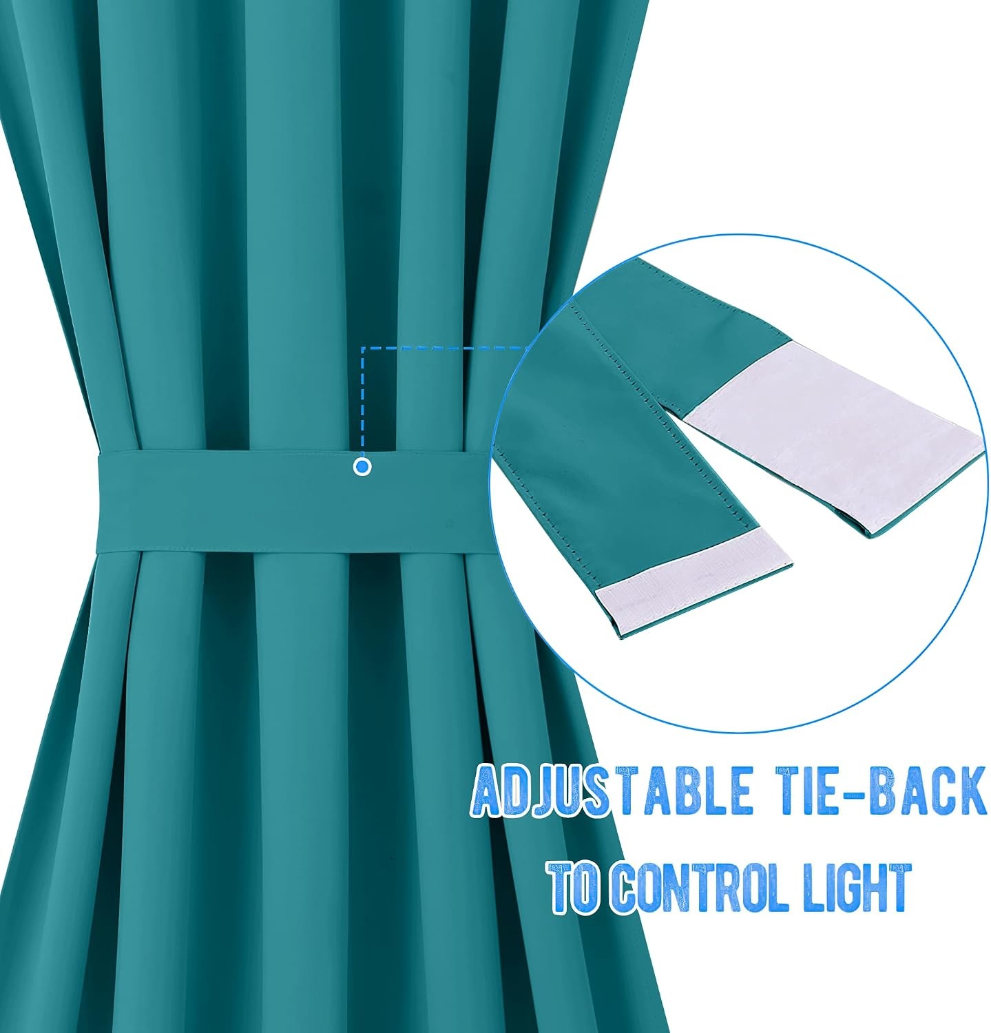 image:imageNICETOWN Stone Blue Blackout Door Curtains with Tieback for French WindowPeacock Teal