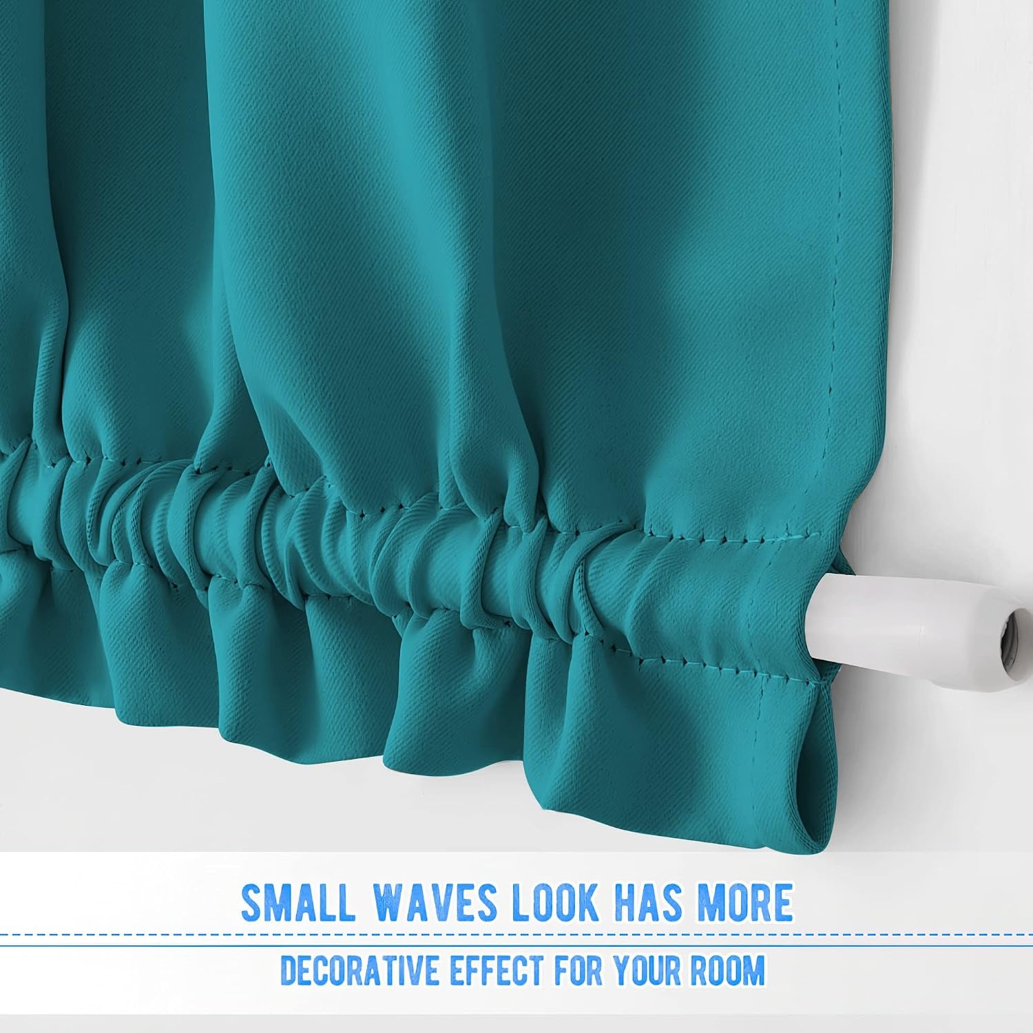 image:imageNICETOWN Stone Blue Blackout Door Curtains with Tieback for French WindowPeacock Teal