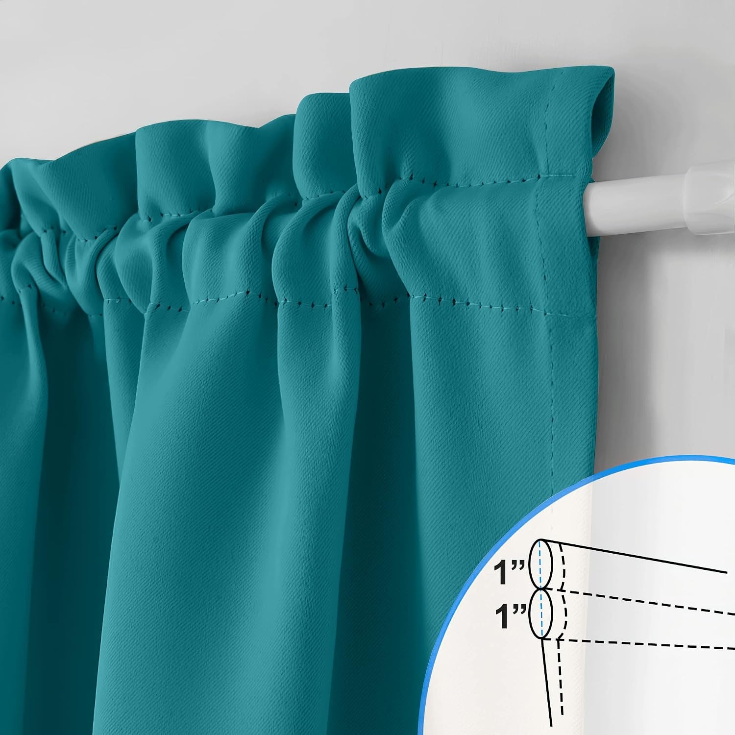 image:imageNICETOWN Stone Blue Blackout Door Curtains with Tieback for French WindowPeacock Teal