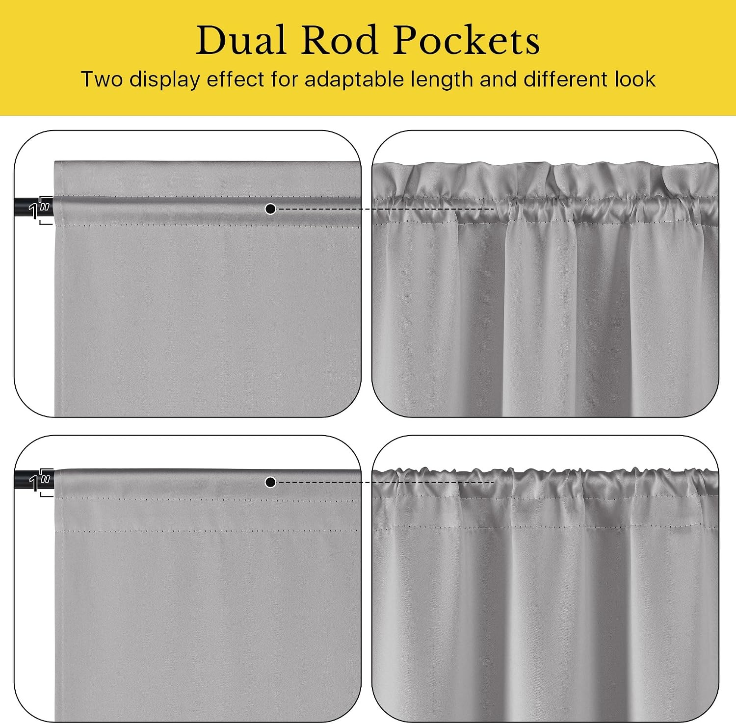 image:imageNICETOWN Stone Blue Blackout Door Curtains with Tieback for French WindowPewter