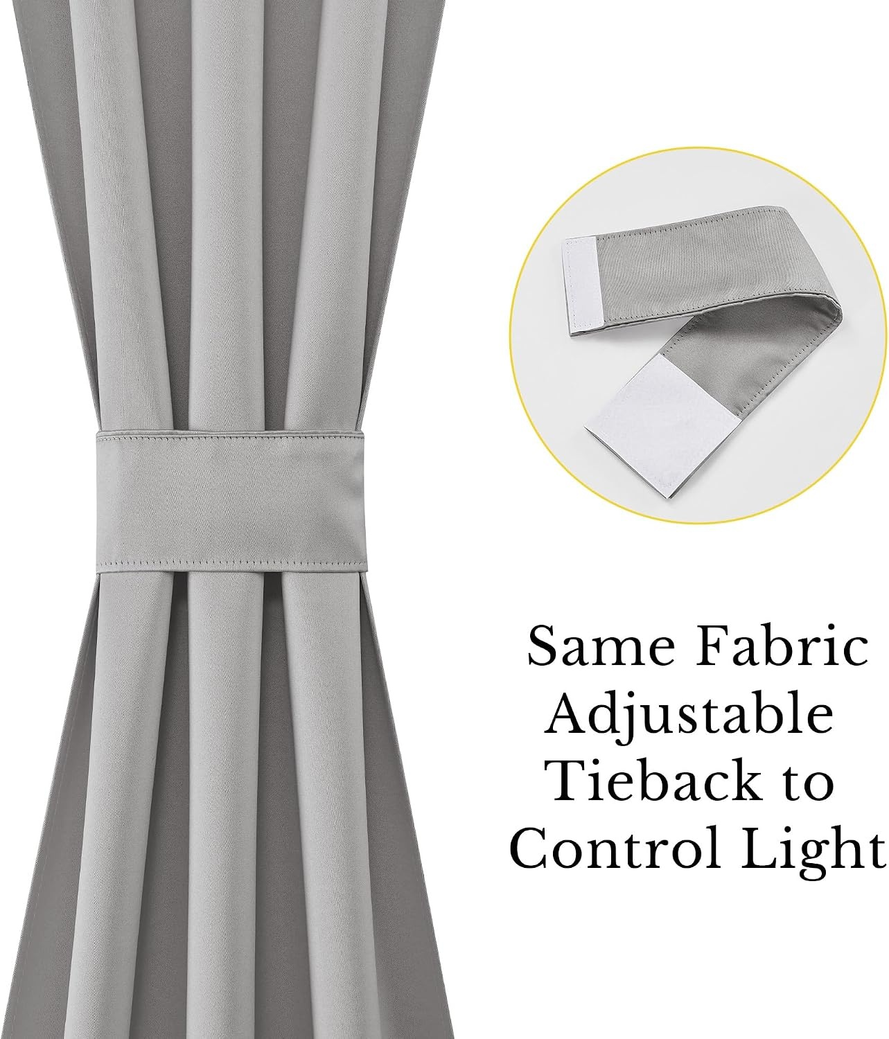 image:imageNICETOWN Stone Blue Blackout Door Curtains with Tieback for French WindowPewter