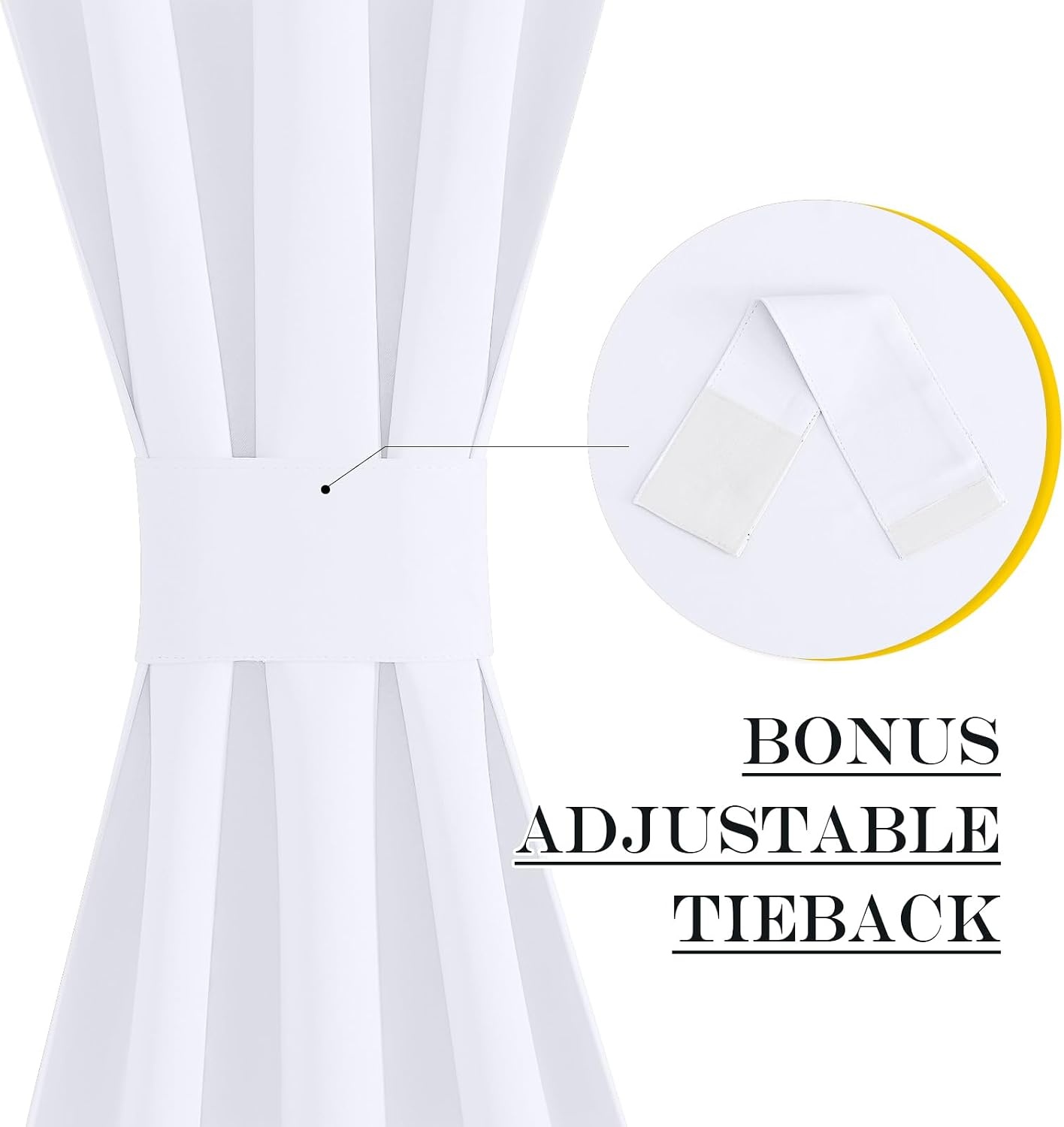 image:imageNICETOWN Stone Blue Blackout Door Curtains with Tieback for French WindowPure White