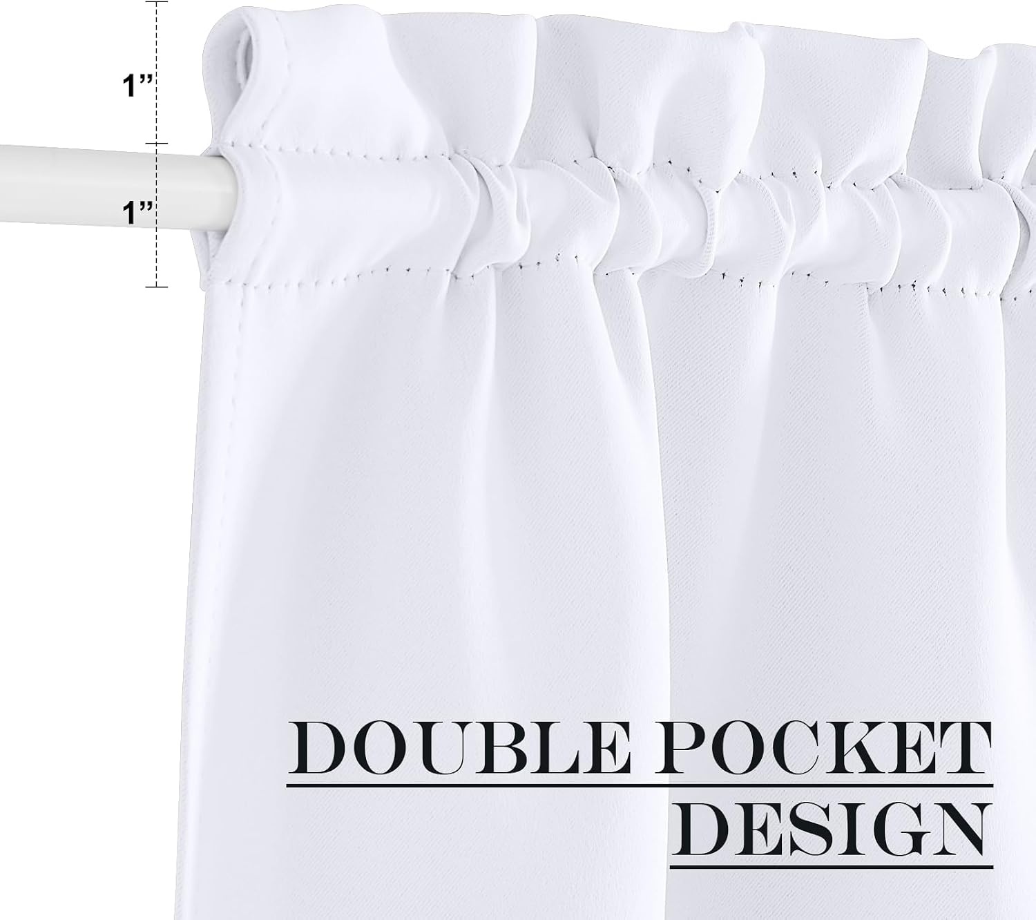 image:imageNICETOWN Stone Blue Blackout Door Curtains with Tieback for French WindowPure White