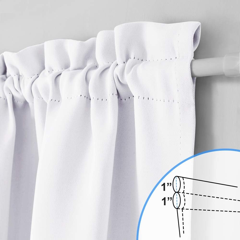 image:imageNICETOWN Stone Blue Blackout Door Curtains with Tieback for French WindowPure White