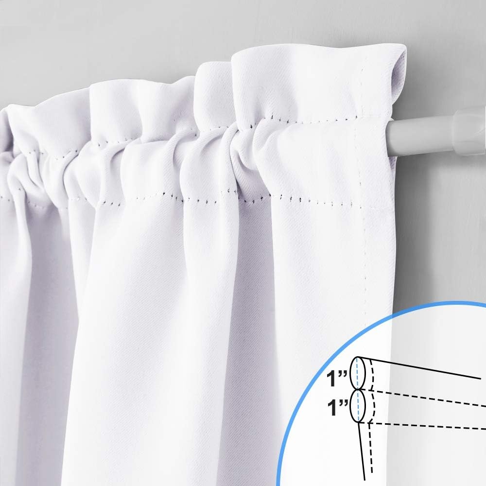 image:imageNICETOWN Stone Blue Blackout Door Curtains with Tieback for French WindowPure White