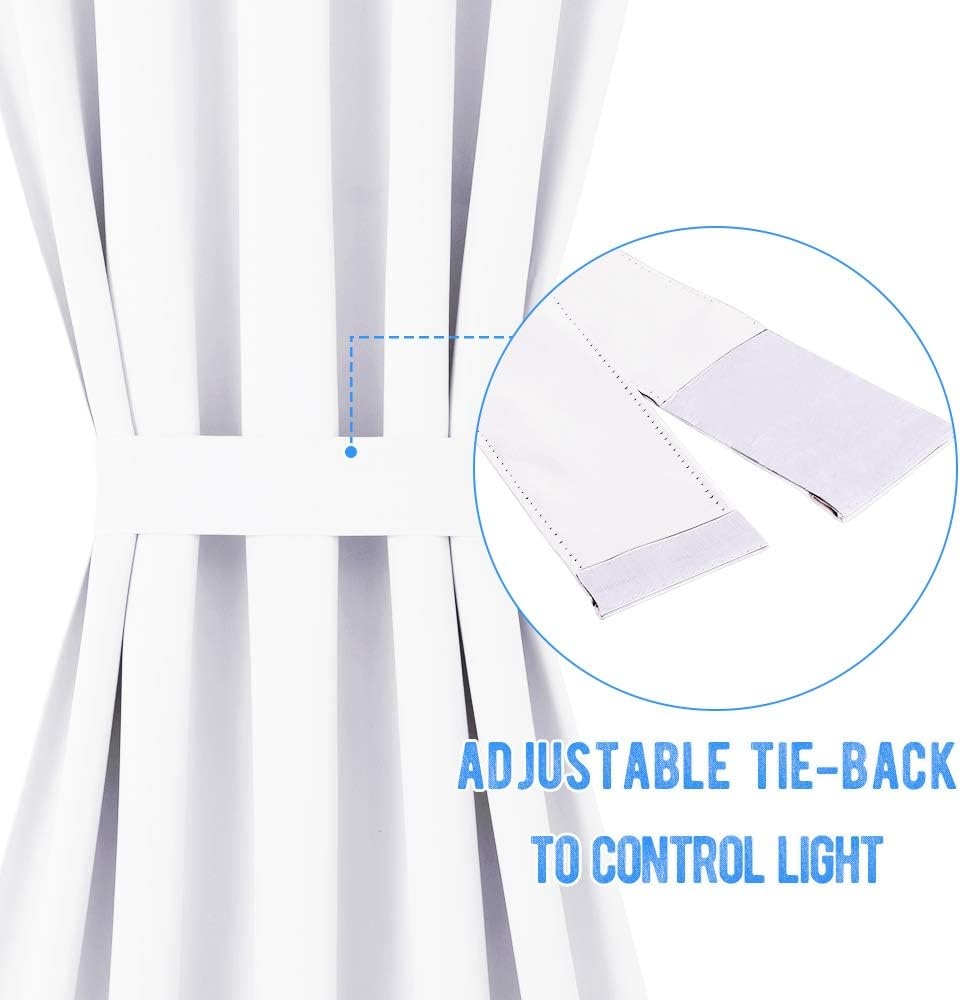 image:imageNICETOWN Stone Blue Blackout Door Curtains with Tieback for French WindowPure White