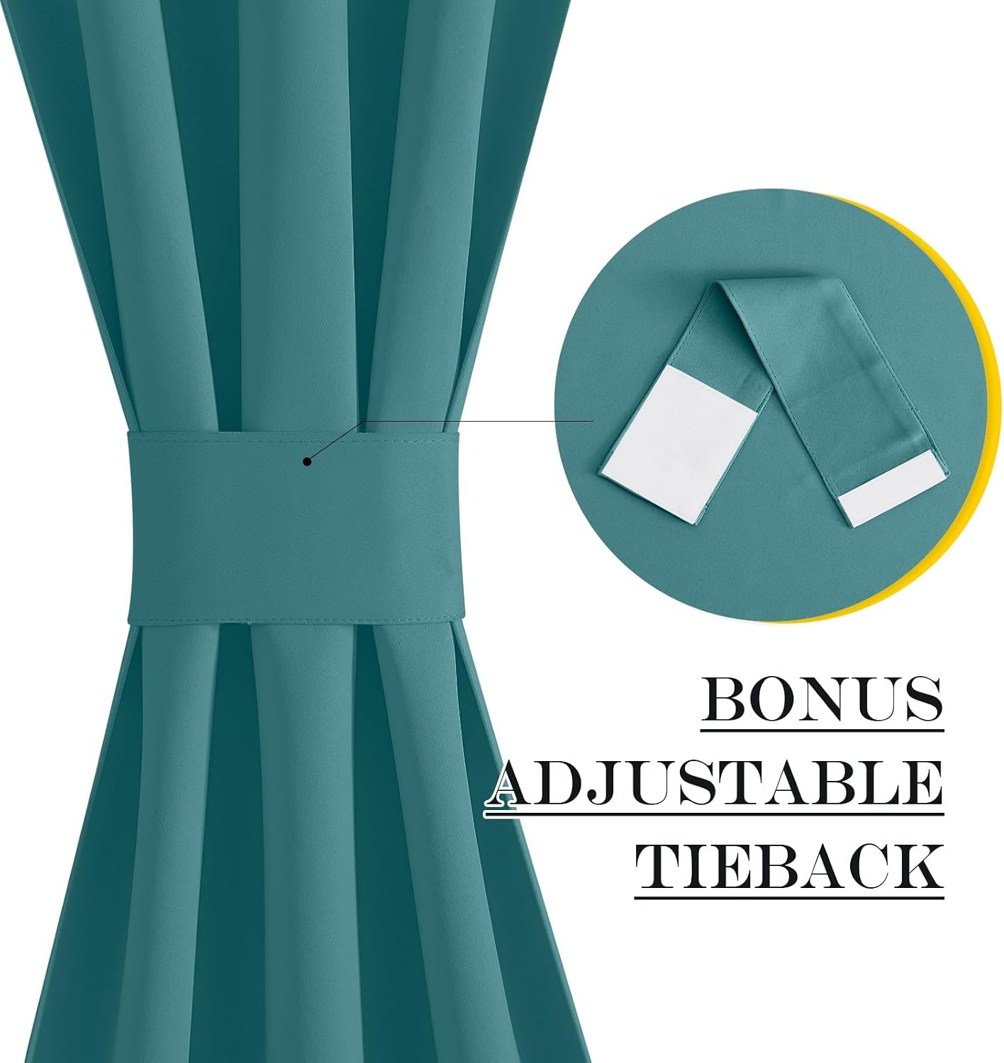 image:imageNICETOWN Stone Blue Blackout Door Curtains with Tieback for French WindowSea Teal