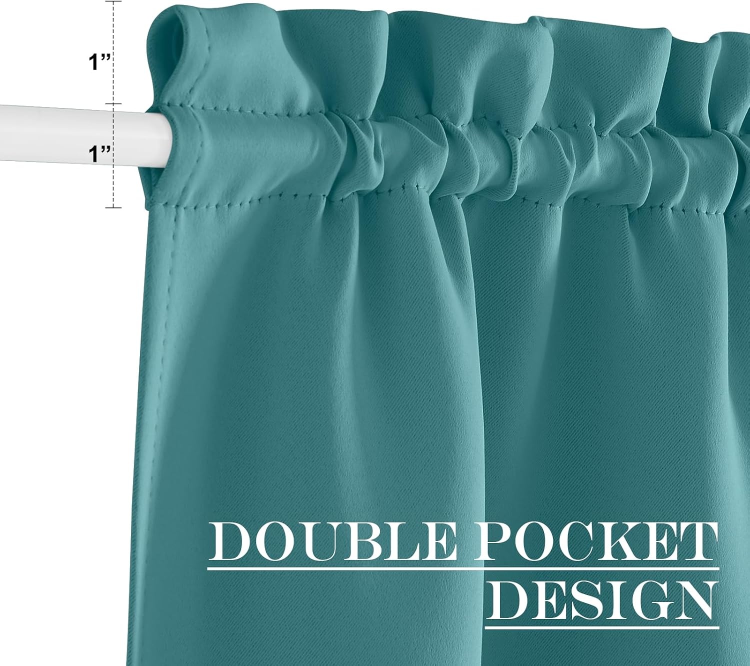 image:imageNICETOWN Stone Blue Blackout Door Curtains with Tieback for French WindowSea Teal