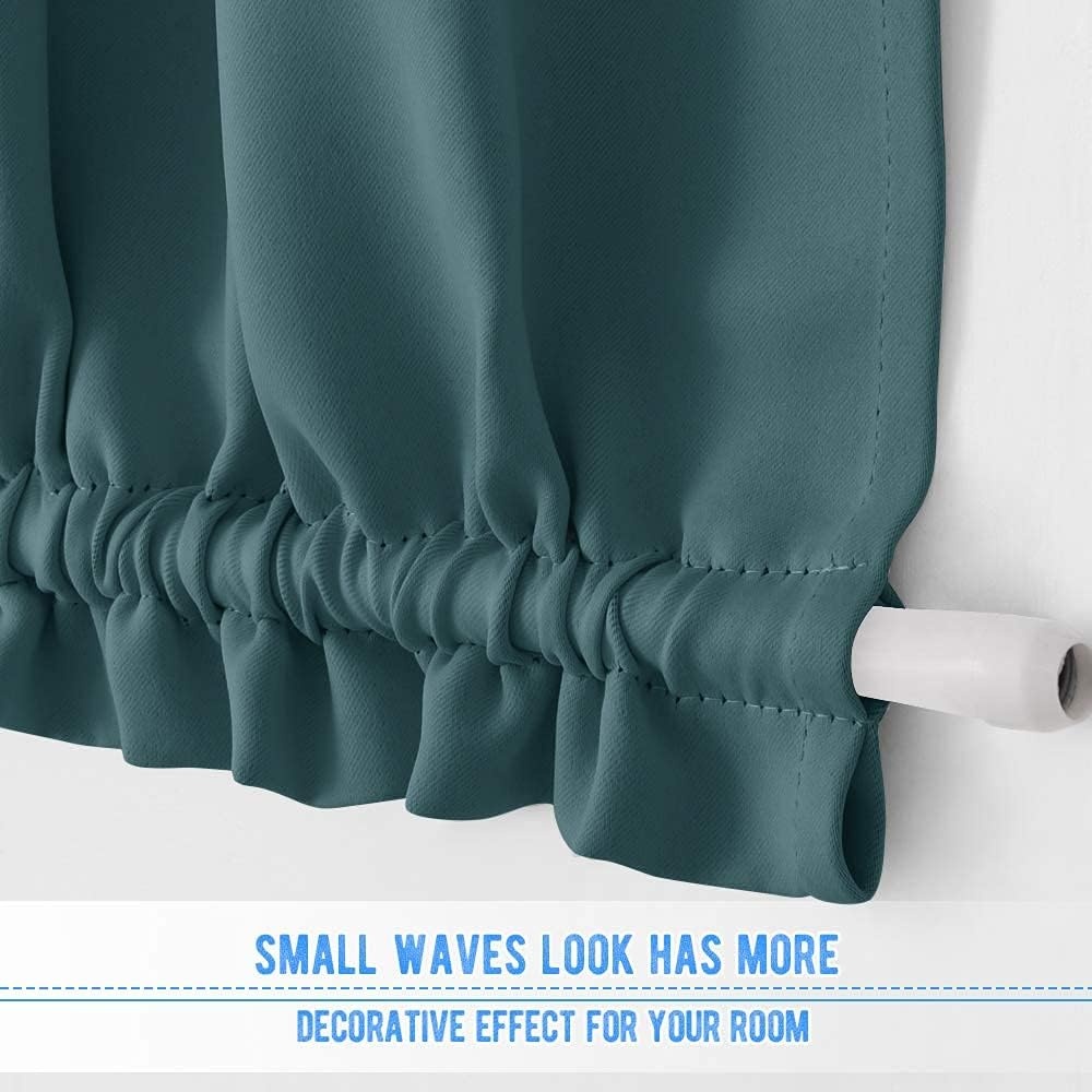 image:imageNICETOWN Stone Blue Blackout Door Curtains with Tieback for French WindowSea Teal