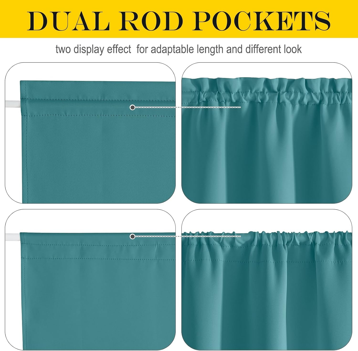 image:imageNICETOWN Stone Blue Blackout Door Curtains with Tieback for French WindowSea Teal