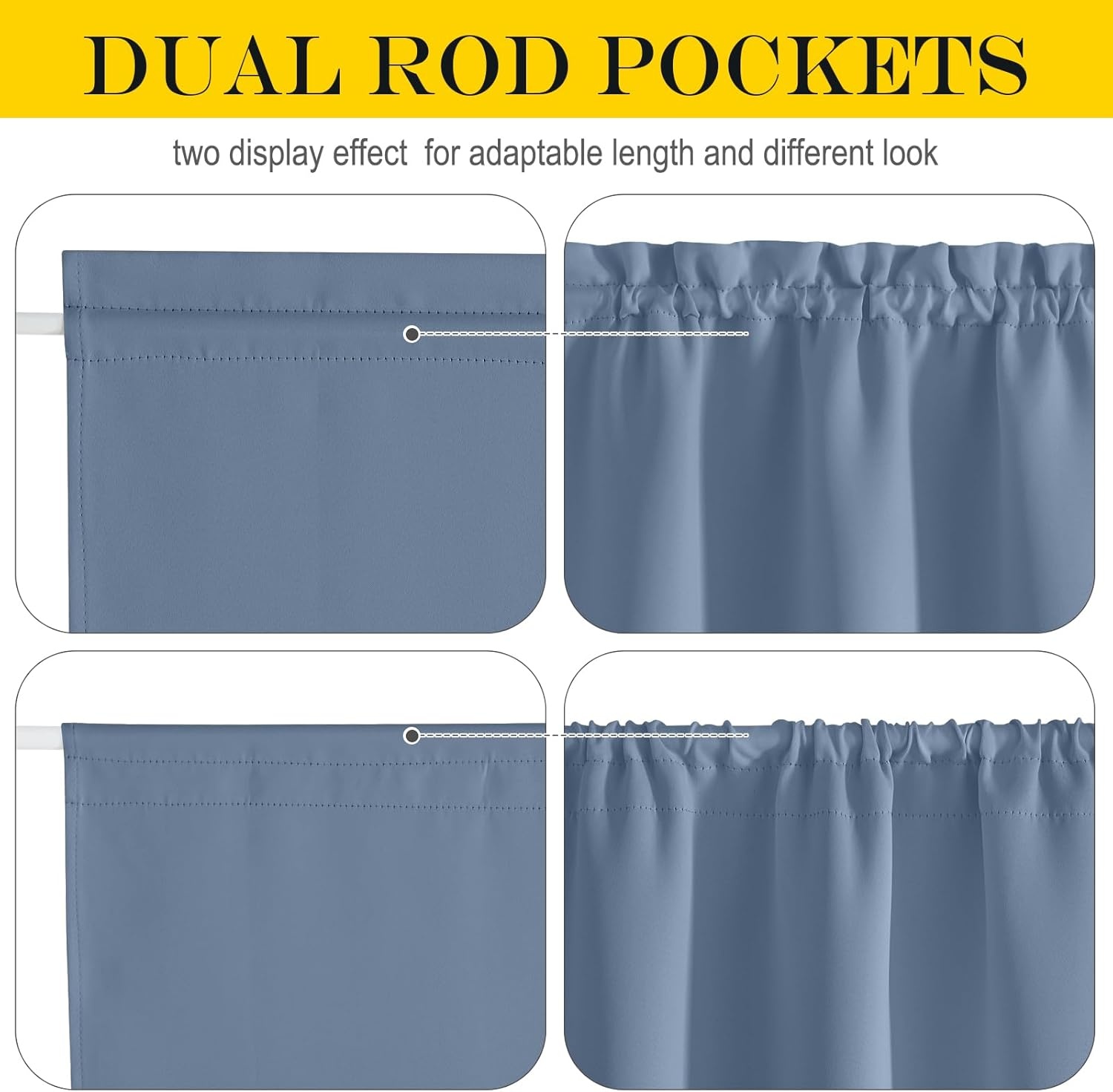 image:imageNICETOWN Stone Blue Blackout Door Curtains with Tieback for French WindowStone Blue