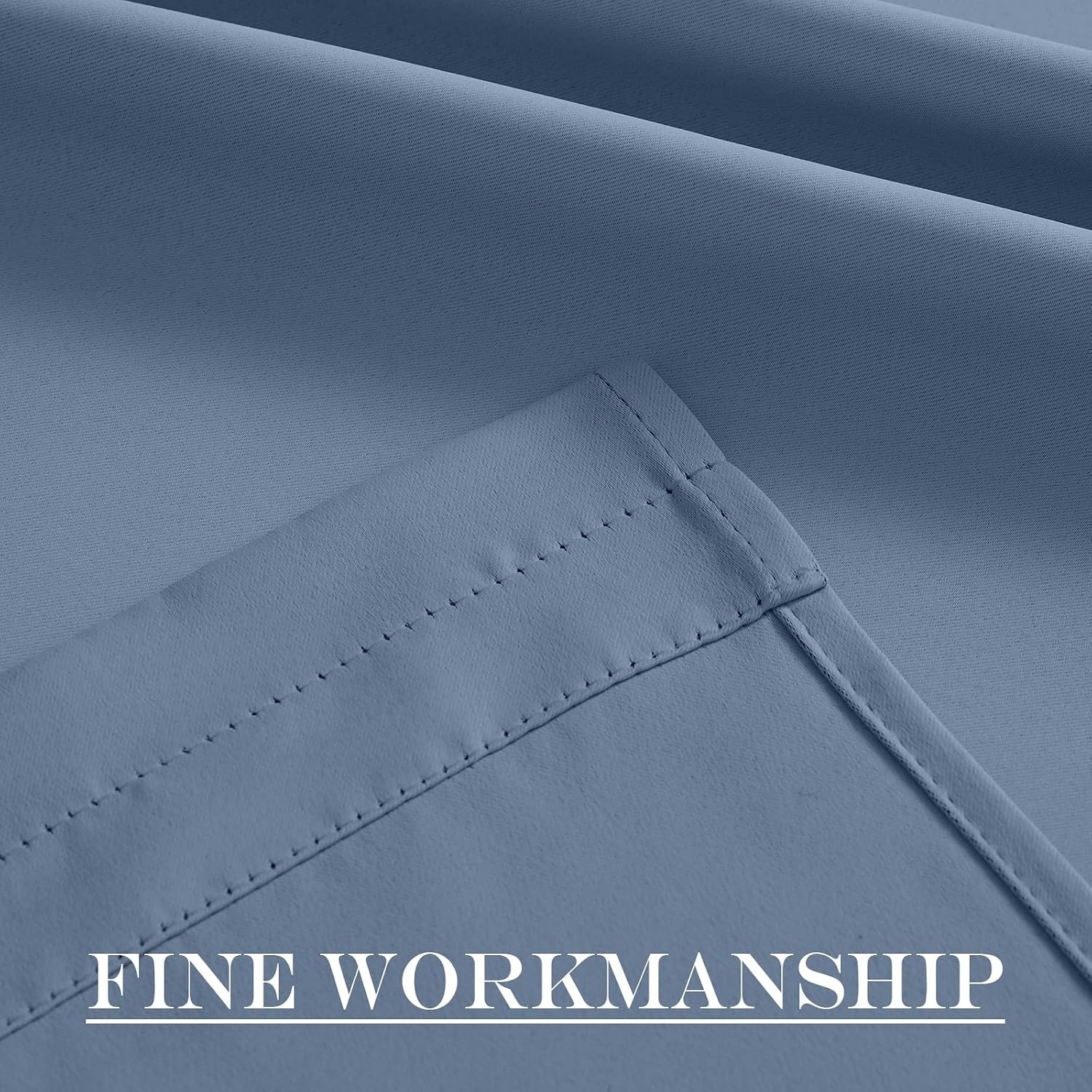 image:imageNICETOWN Stone Blue Blackout Door Curtains with Tieback for French WindowStone Blue