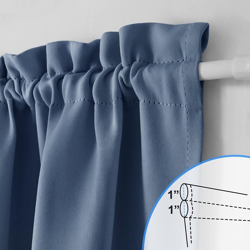 image:imageNICETOWN Stone Blue Blackout Door Curtains with Tieback for French WindowStone Blue