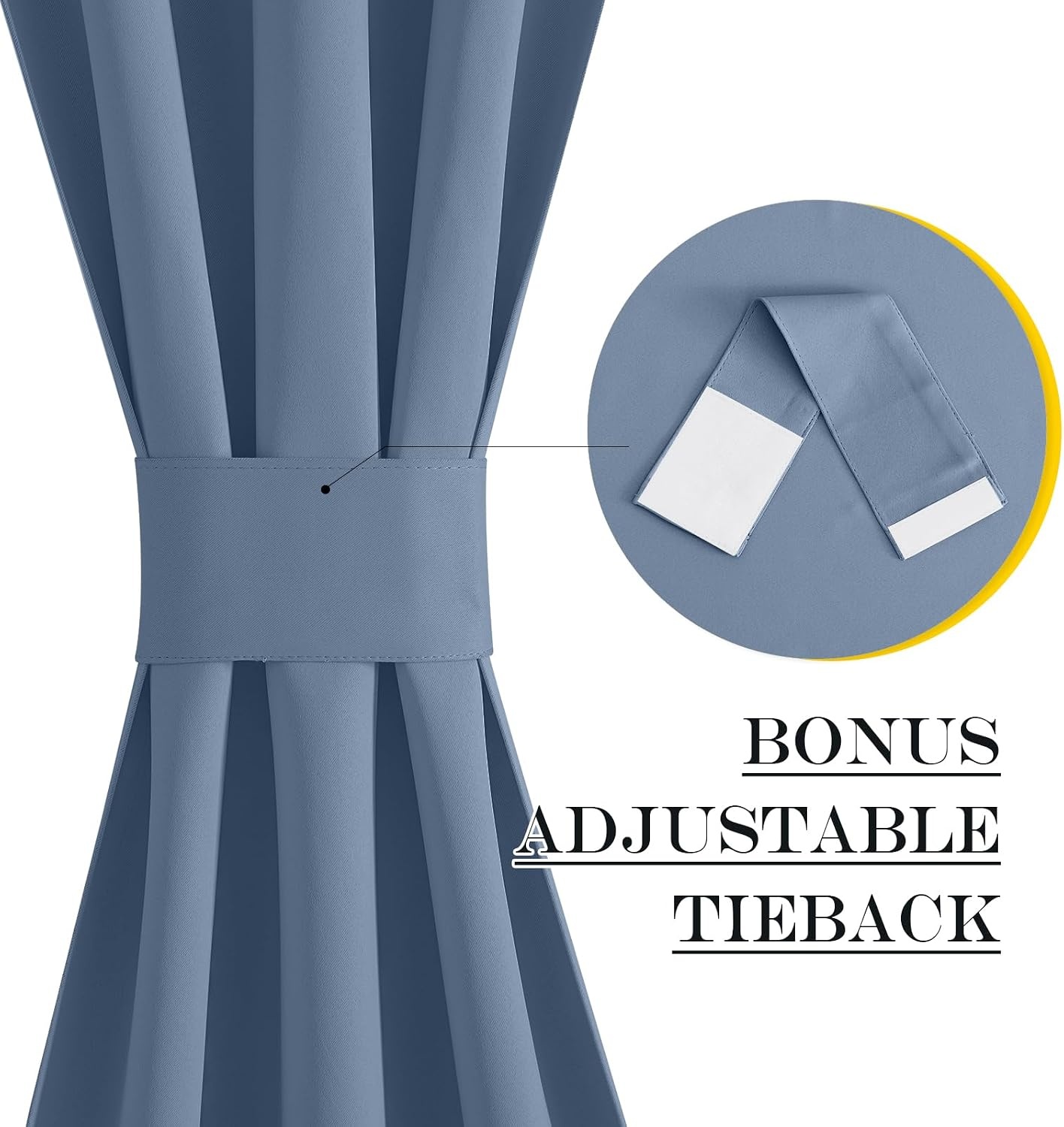 image:imageNICETOWN Stone Blue Blackout Door Curtains with Tieback for French WindowStone Blue