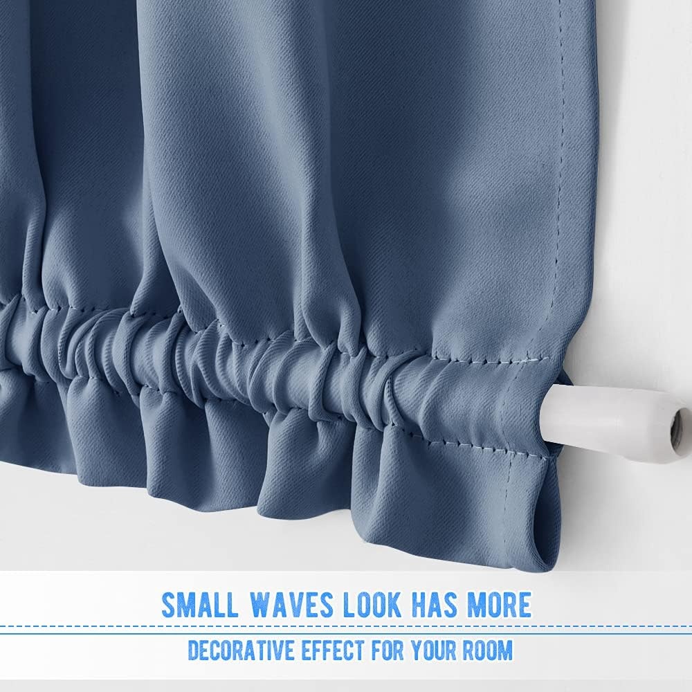 image:imageNICETOWN Stone Blue Blackout Door Curtains with Tieback for French WindowStone Blue