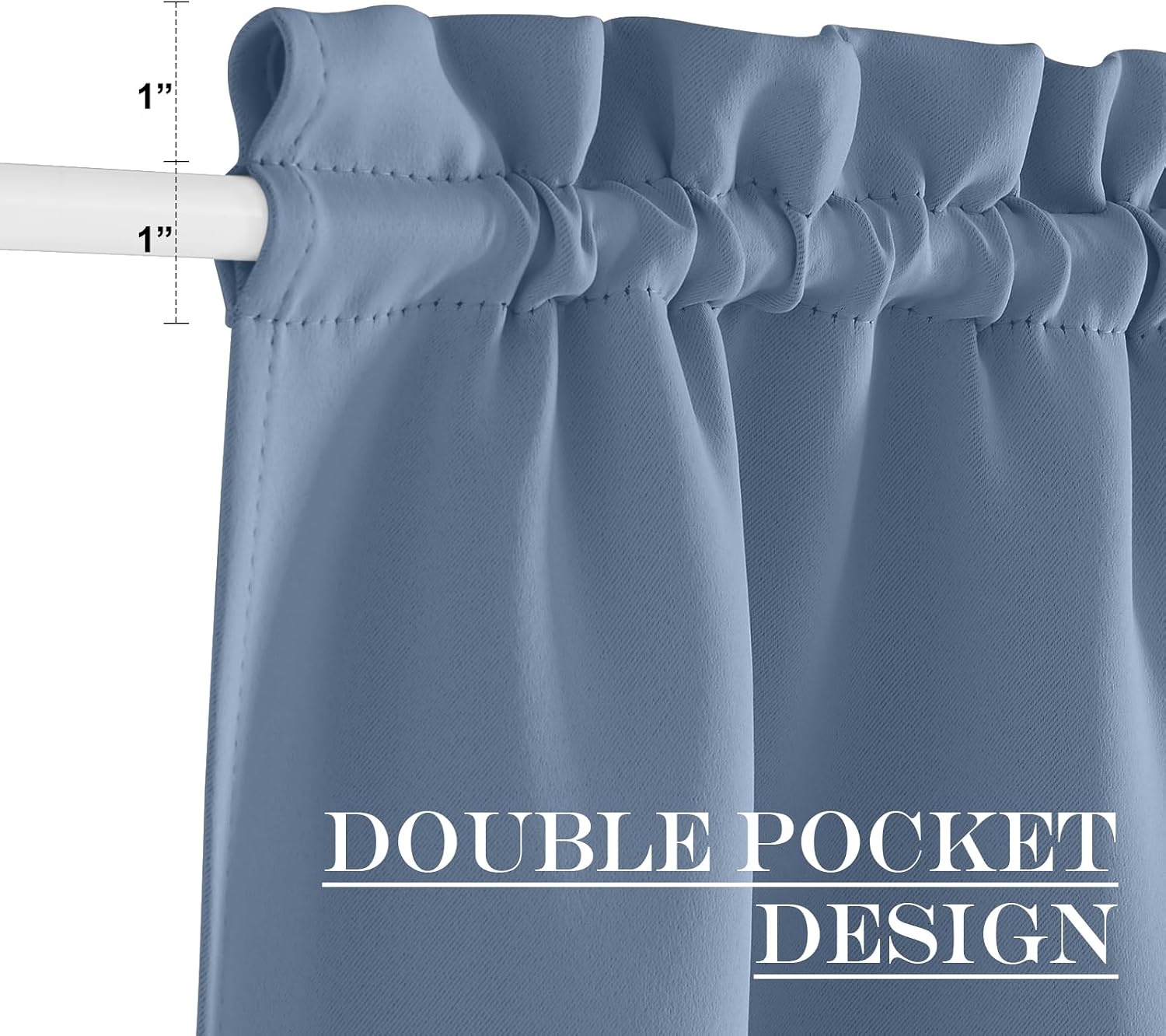 image:imageNICETOWN Stone Blue Blackout Door Curtains with Tieback for French WindowStone Blue