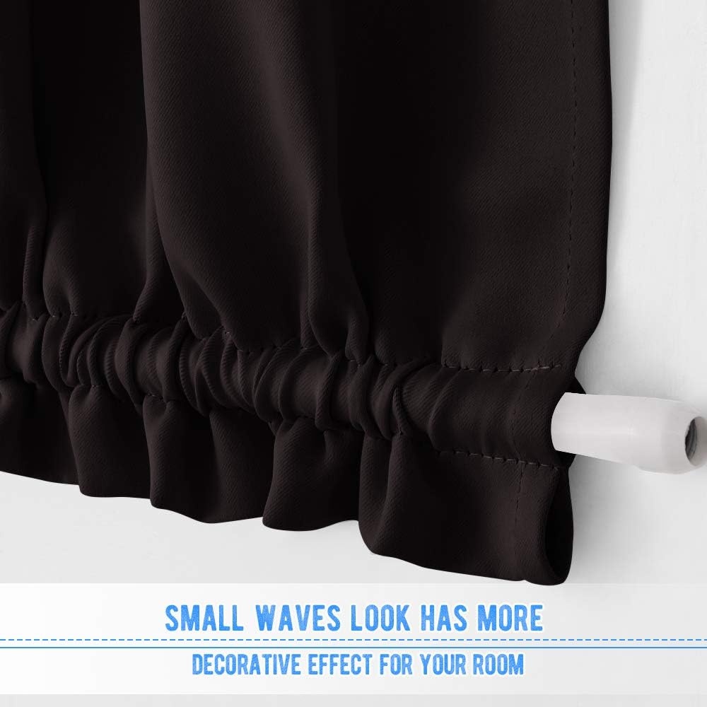 image:imageNICETOWN Stone Blue Blackout Door Curtains with Tieback for French WindowToffee Brown