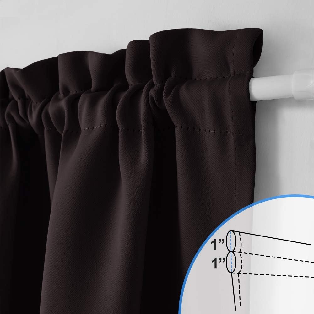 image:imageNICETOWN Stone Blue Blackout Door Curtains with Tieback for French WindowToffee Brown