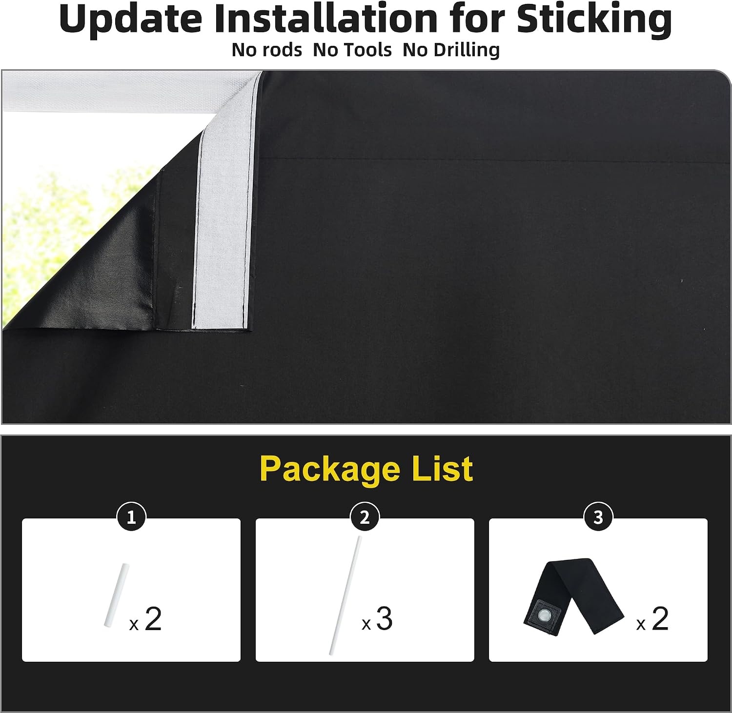 image:imageNICETOWN Stone Blue Blackout Door Curtains with Tieback for French WindowWith Pole Black
