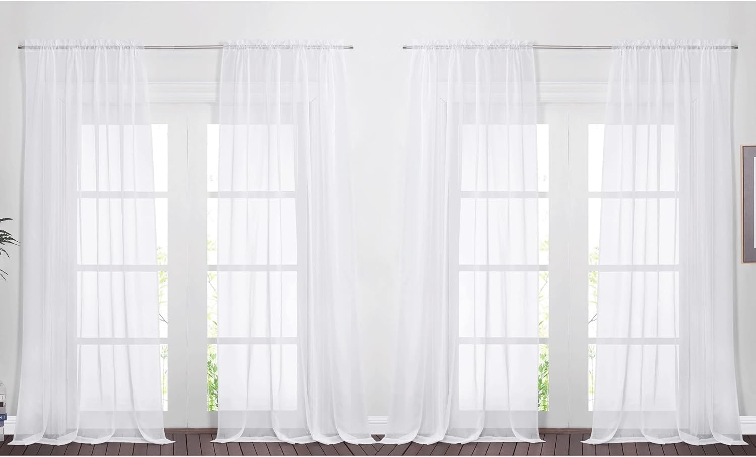 image:imageNICETOWN White Sheer Curtains 80 inches Long Rod Pocket Chic Soft Voile Sheer Light Filtering Doorway Window Curtains amp Drapes for Living RoomPorch 4 Panels White W54 x L80White