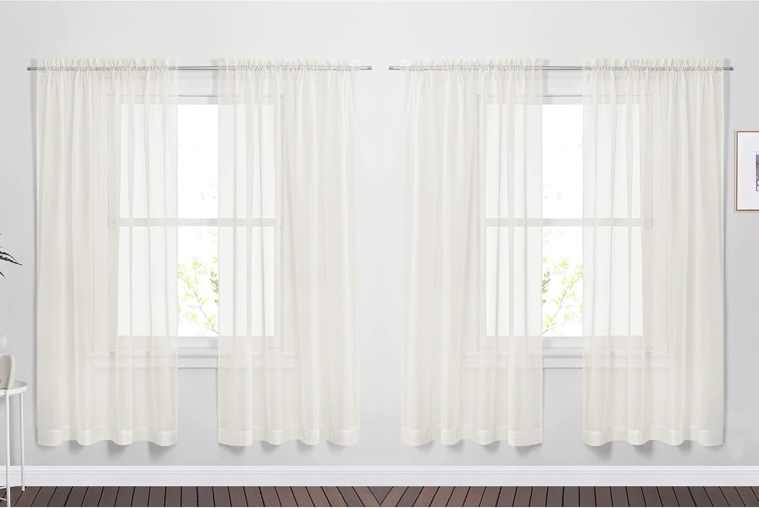 image:imageNICETOWN White Sheer Curtains 80 inches Long Rod Pocket Chic Soft Voile Sheer Light Filtering Doorway Window Curtains amp Drapes for Living RoomPorch 4 Panels White W54 x L80Beige