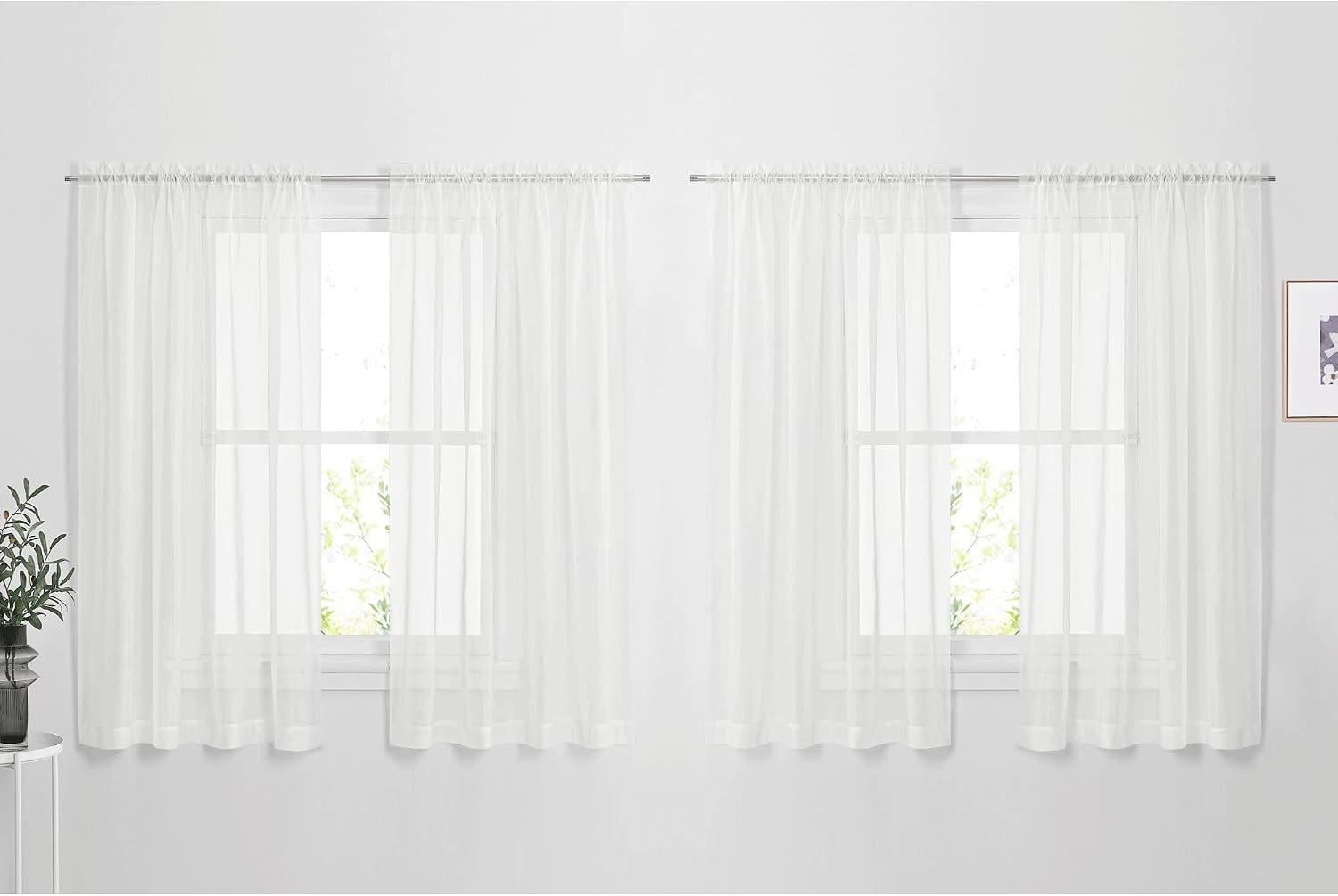 image:imageNICETOWN White Sheer Curtains 80 inches Long Rod Pocket Chic Soft Voile Sheer Light Filtering Doorway Window Curtains amp Drapes for Living RoomPorch 4 Panels White W54 x L80Ivory