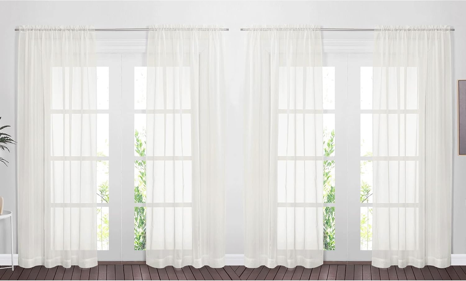 image:imageNICETOWN White Sheer Curtains 80 inches Long Rod Pocket Chic Soft Voile Sheer Light Filtering Doorway Window Curtains amp Drapes for Living RoomPorch 4 Panels White W54 x L80Beige