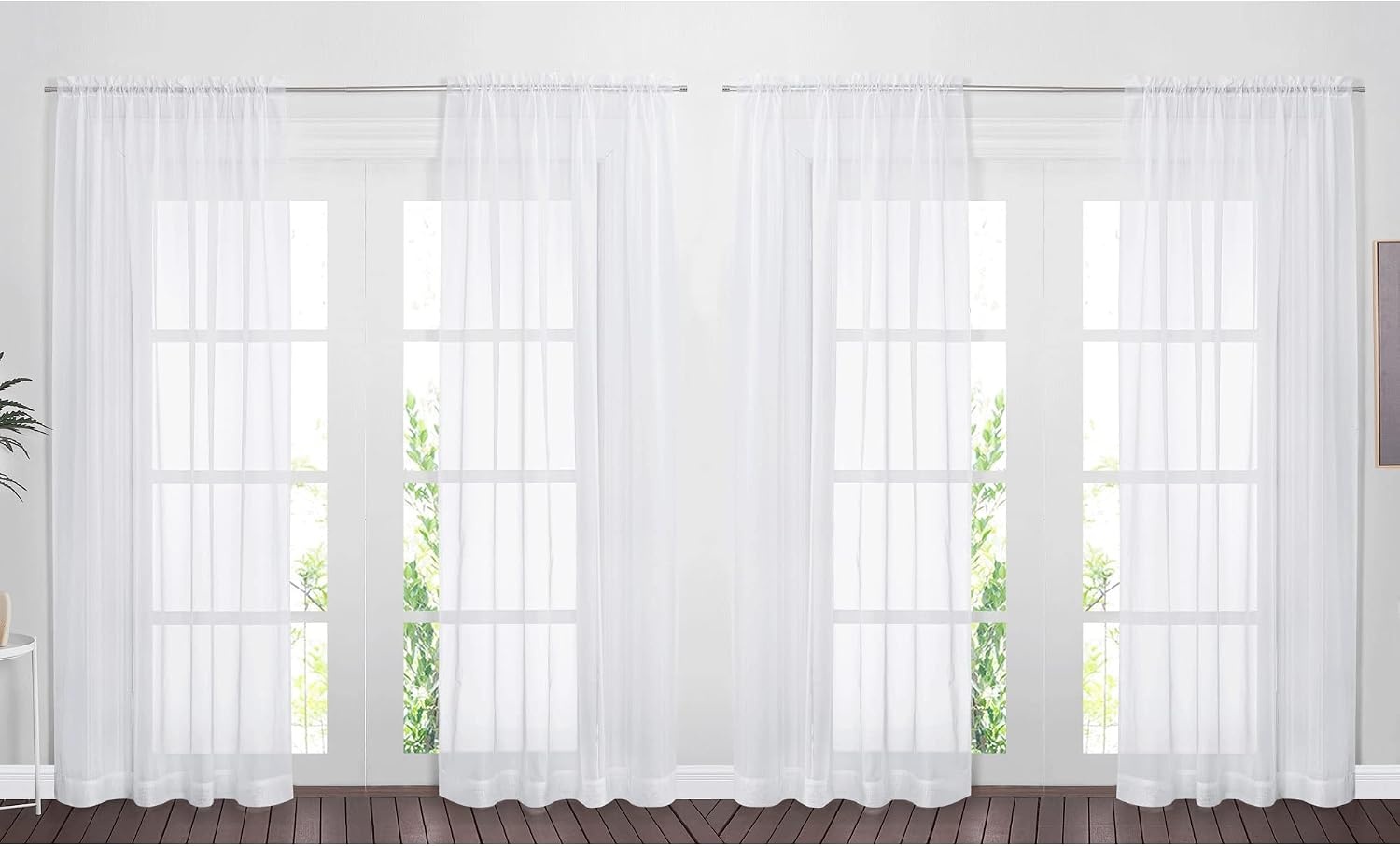 image:imageNICETOWN White Sheer Curtains 80 inches Long Rod Pocket Chic Soft Voile Sheer Light Filtering Doorway Window Curtains amp Drapes for Living RoomPorch 4 Panels White W54 x L80White