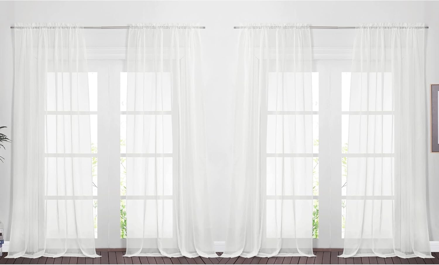 image:imageNICETOWN White Sheer Curtains 80 inches Long Rod Pocket Chic Soft Voile Sheer Light Filtering Doorway Window Curtains amp Drapes for Living RoomPorch 4 Panels White W54 x L80Ivory