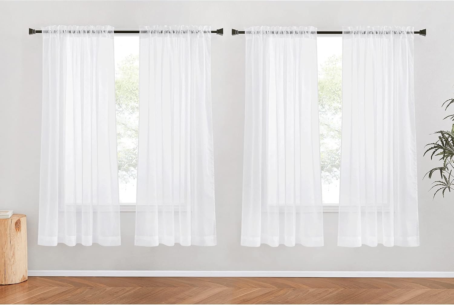 image:imageNICETOWN White Sheer Curtains 80 inches Long Rod Pocket Chic Soft Voile Sheer Light Filtering Doorway Window Curtains amp Drapes for Living RoomPorch 4 Panels White W54 x L80White