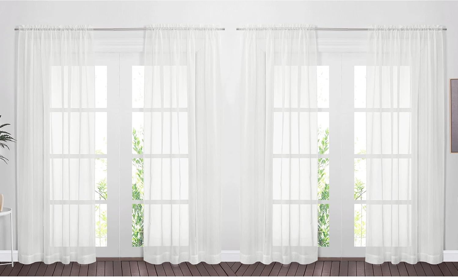 image:imageNICETOWN White Sheer Curtains 80 inches Long Rod Pocket Chic Soft Voile Sheer Light Filtering Doorway Window Curtains amp Drapes for Living RoomPorch 4 Panels White W54 x L80Ivory