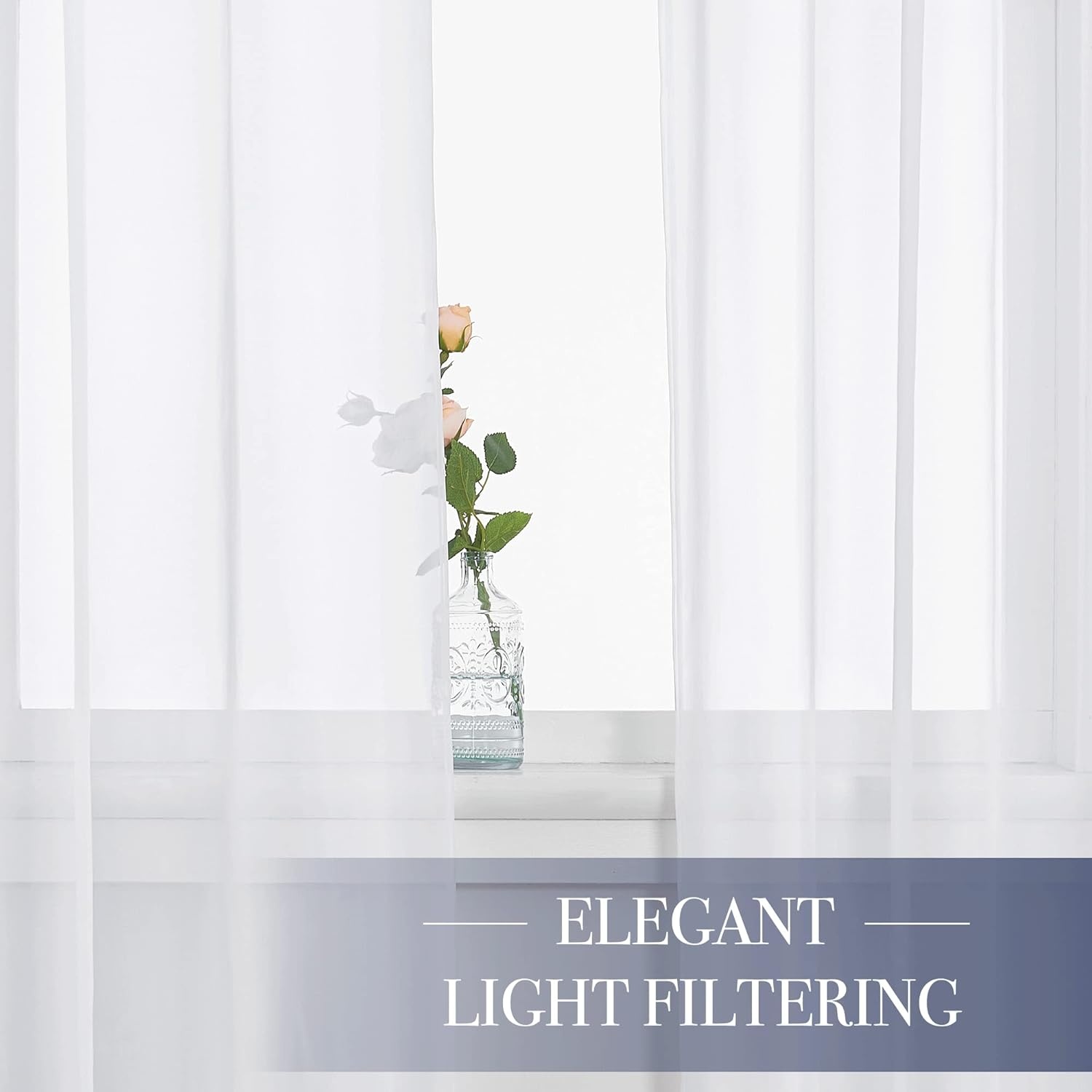 image:imageNICETOWN White Sheer Curtains 80 inches Long Rod Pocket Chic Soft Voile Sheer Light Filtering Doorway Window Curtains amp Drapes for Living RoomPorch 4 Panels White W54 x L80White