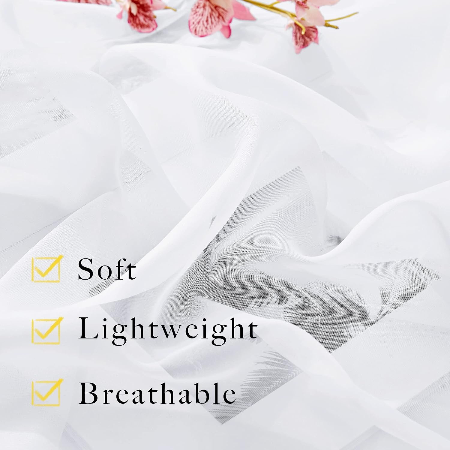 image:imageNICETOWN White Sheer Curtains 80 inches Long Rod Pocket Chic Soft Voile Sheer Light Filtering Doorway Window Curtains amp Drapes for Living RoomPorch 4 Panels White W54 x L80White