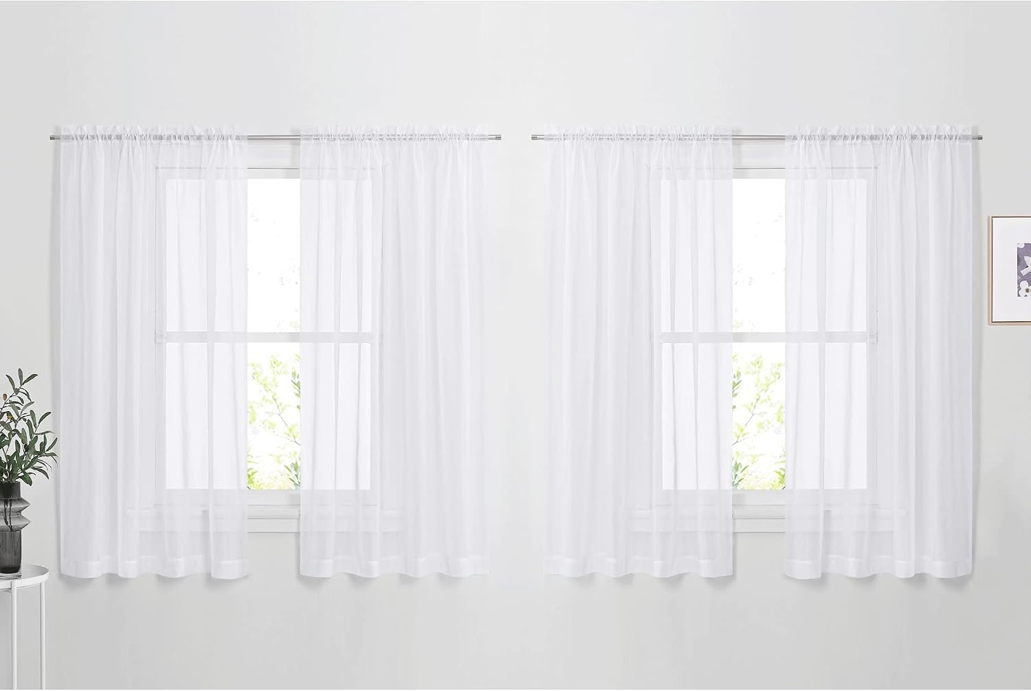 image:imageNICETOWN White Sheer Curtains 80 inches Long Rod Pocket Chic Soft Voile Sheer Light Filtering Doorway Window Curtains amp Drapes for Living RoomPorch 4 Panels White W54 x L80White