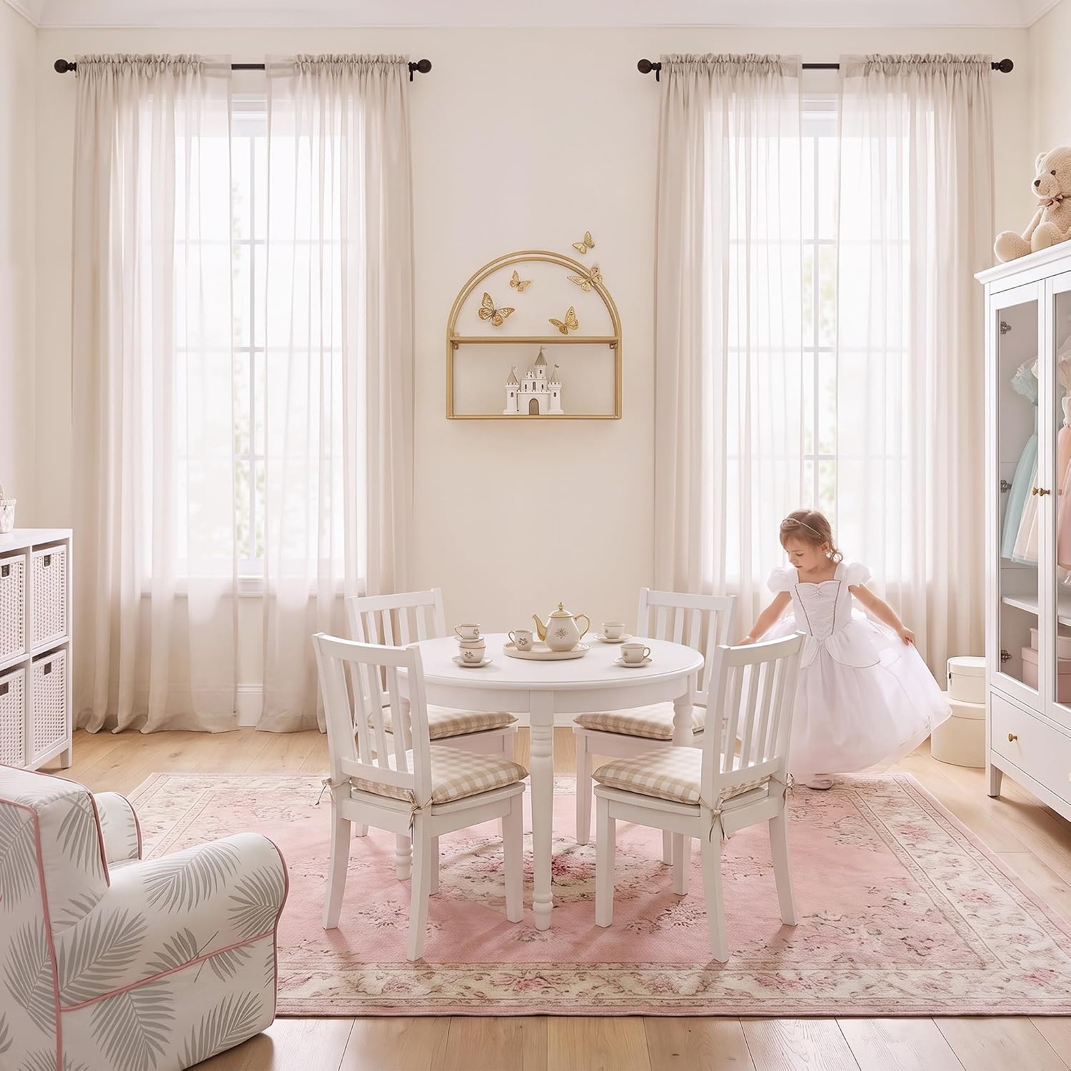 image:imageNICETOWN White Sheer Curtains 80 inches Long Rod Pocket Chic Soft Voile Sheer Light Filtering Doorway Window Curtains amp Drapes for Living RoomPorch 4 Panels White W54 x L80Taupe