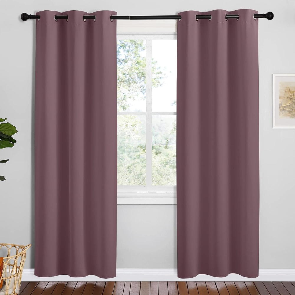 image:imageNICETOWN Dry Rose Room Darkening Curtains for Kitchen Set of 2 42 x 78in