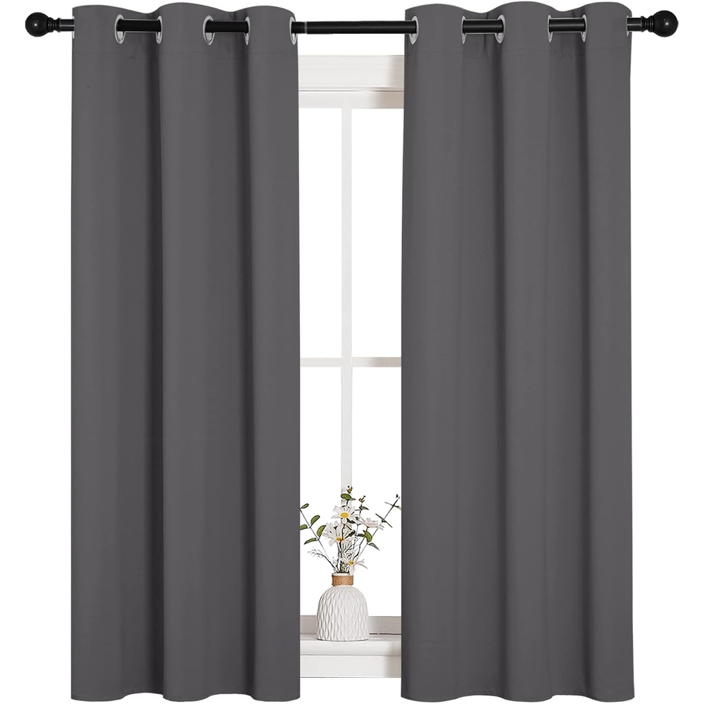 image:imageNICETOWN Gray Blackout Curtains for Bedroom 34 Wide x 54 Long 2 Panels