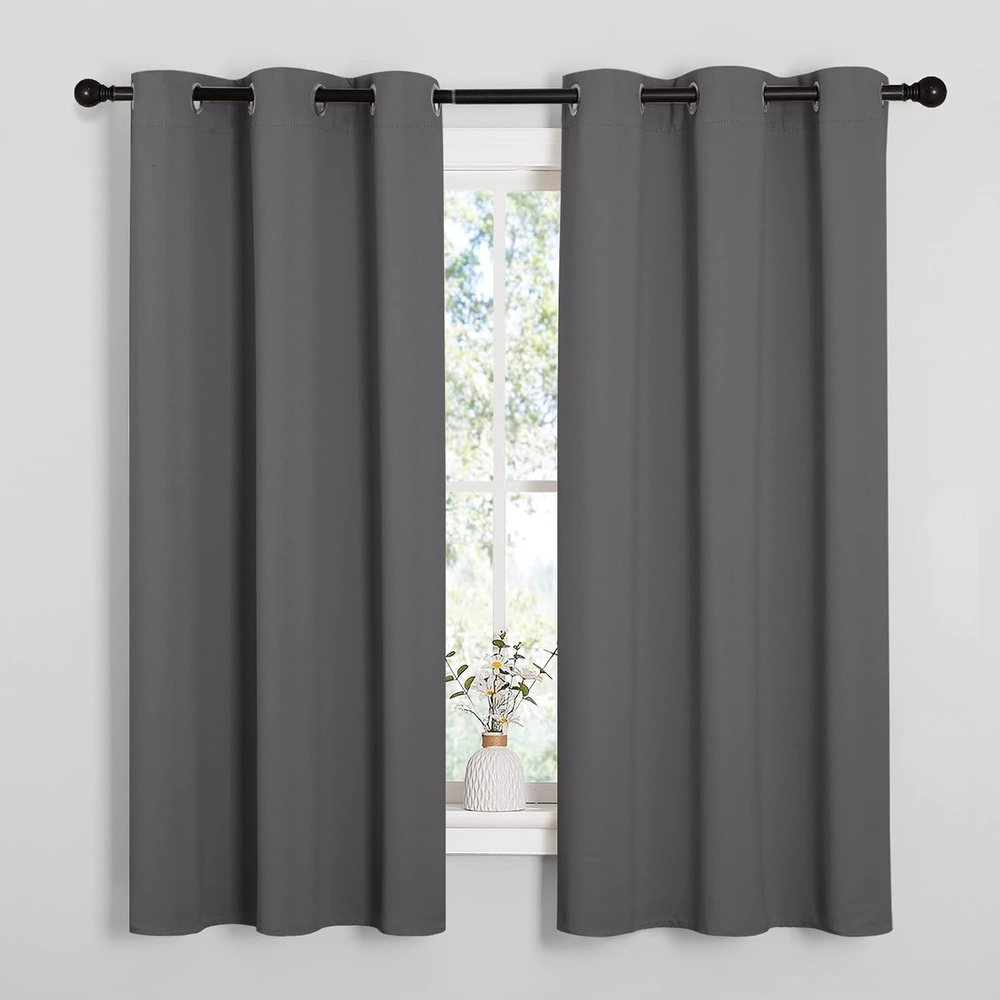 image:imageNICETOWN Grey Blackout Curtains for Bedroom 42 Wide x 63 Long 2 Panels