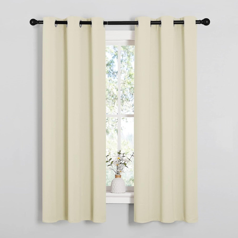 image:imageNICETOWN Kitchen Curtains Short Curtains 1 Pair 34 x 63 Beige