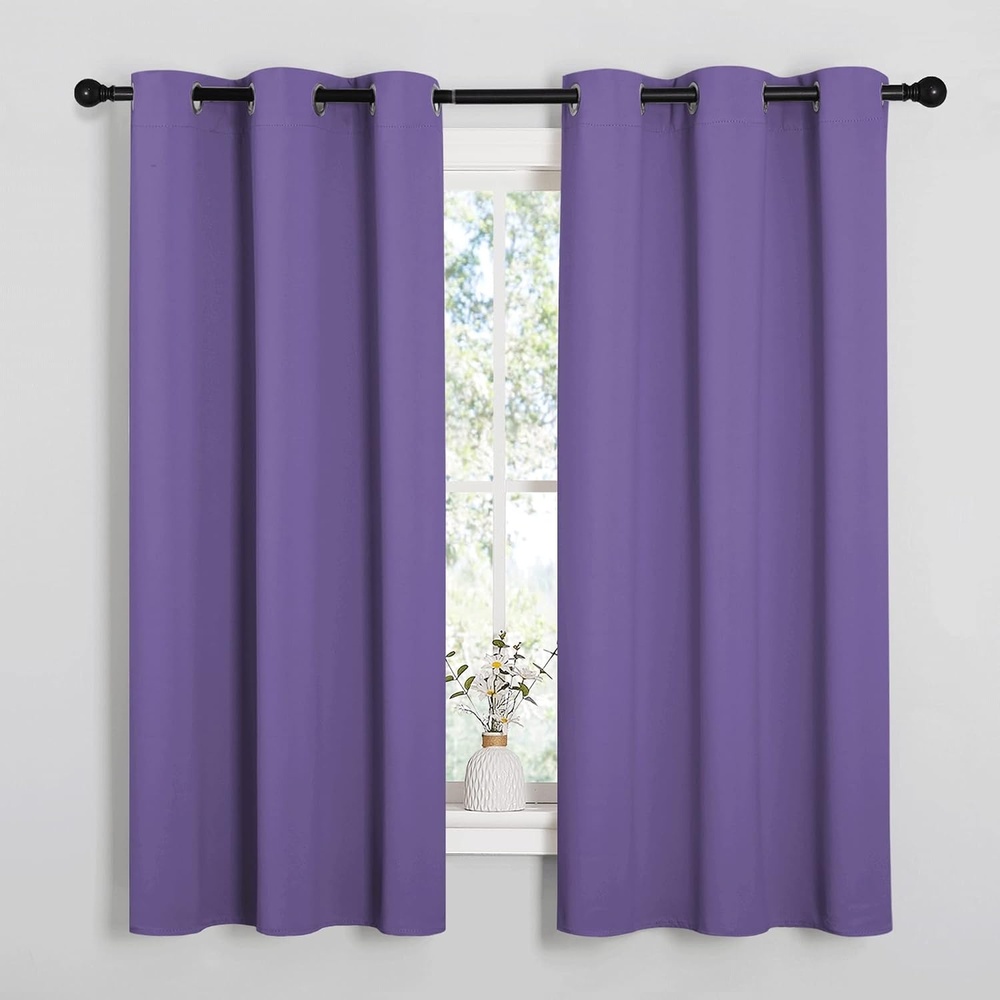image:imageNICETOWN Lilac Purple Blackout Curtains for Bedroom 1 Pair 42 x 63 inches Farmhouse Thermal Insulated Room Darkening Drapes for Windows