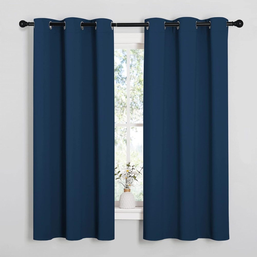 image:imageNICETOWN Moroccan Blue Blackout Curtains for Bedroom 42 w x 63 L 2 Panels